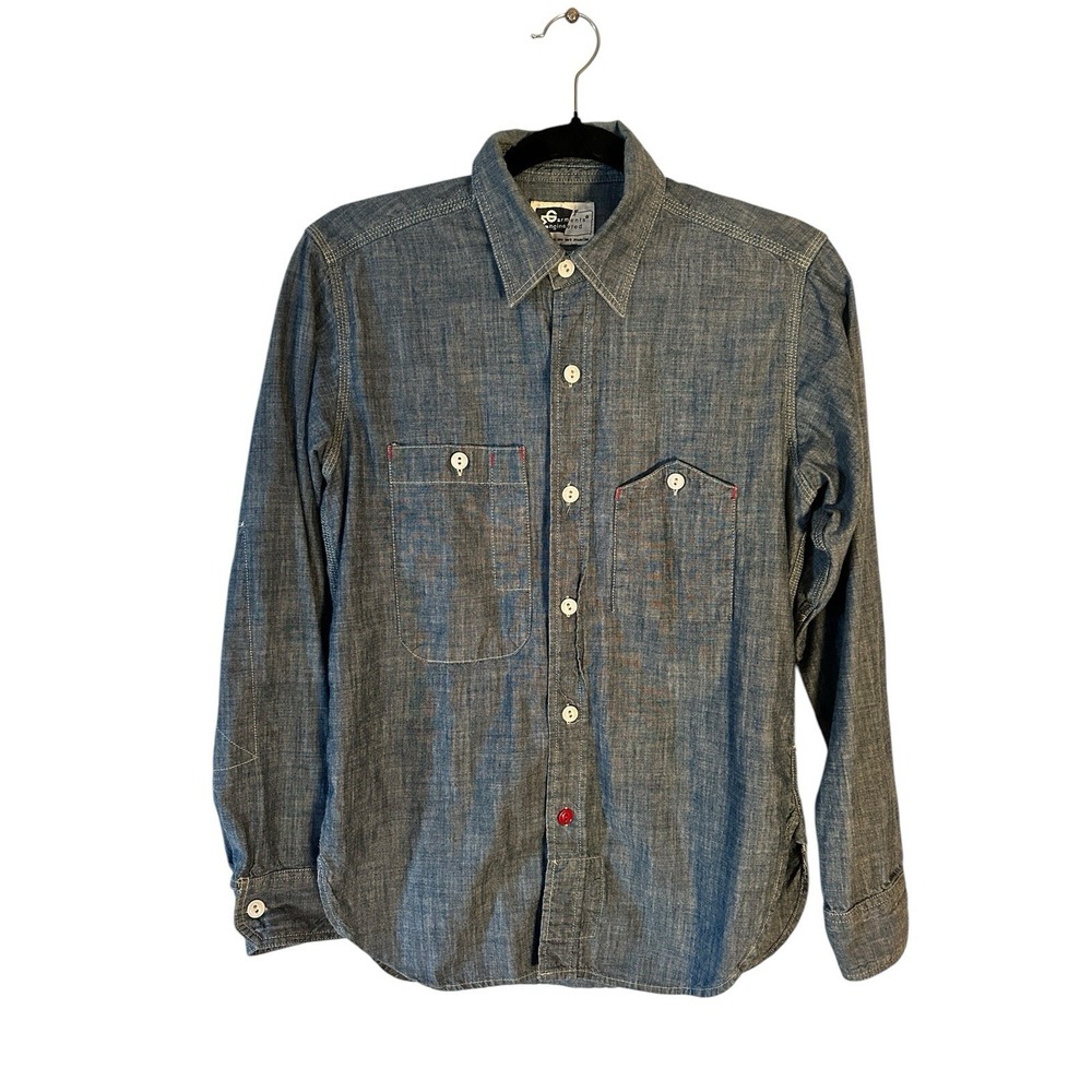 Engineered Garments Mens Denim Cotton Button Up Work Shirt Blue Size S/M